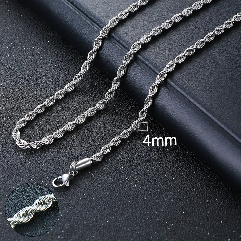 4mm Rope Chain - Silver